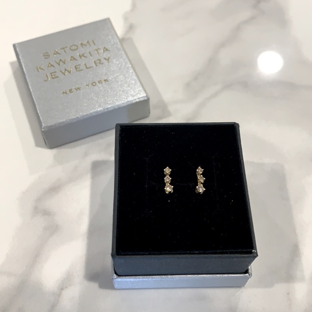Satomi Kawakita Triple Diamond Earrings
